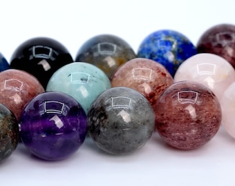 9-10MM Mixed Stone Beads Grade AAA Genuine Natural Gemstone Half Strand Round Loose Beads 7.5" BULK LOT 1,3,5,10 and 50 (106008h-1813)