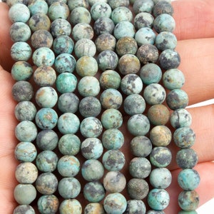 Matte African Turquoise Beads Grade AAA Genuine Natural Gemstone Round Loose Beads 4MM 6MM 8MM 10MM Bulk Lot Options image 4