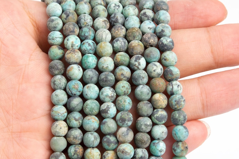 Matte African Turquoise Beads Grade AAA Genuine Natural Gemstone Round Loose Beads 4MM 6MM 8MM 10MM Bulk Lot Options image 4