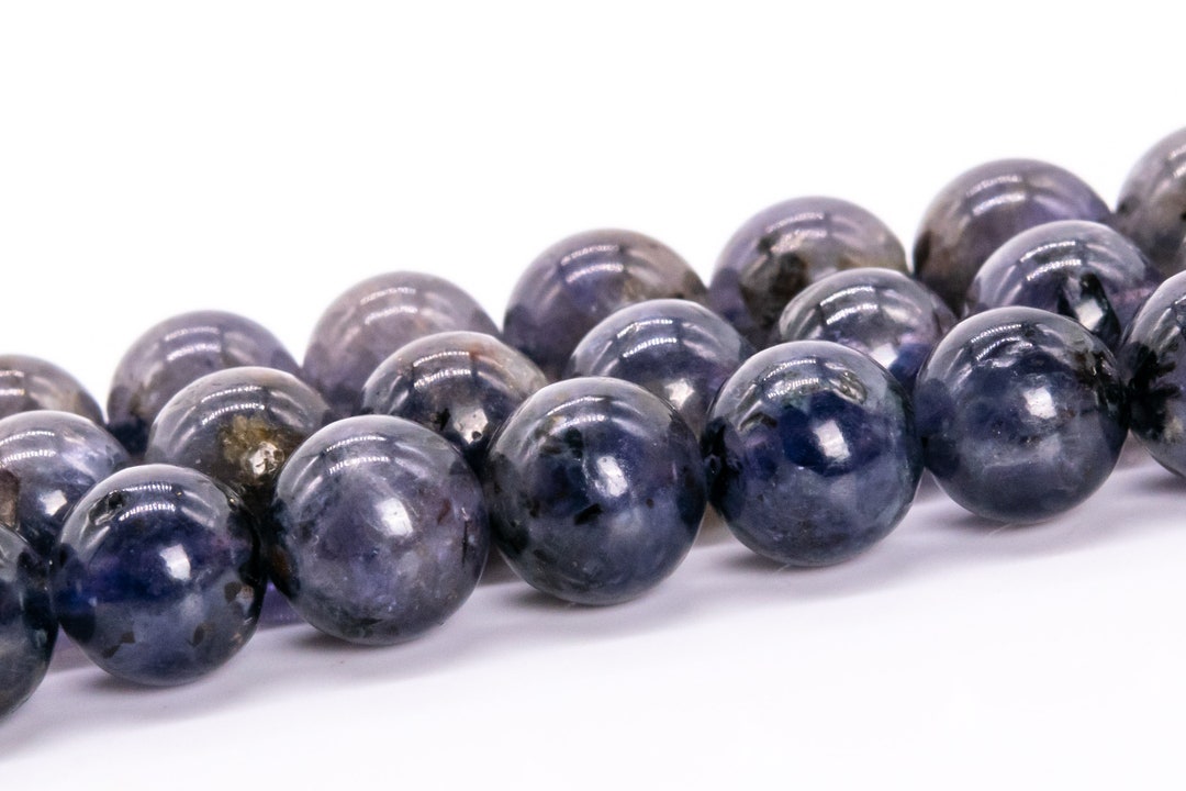 7MM Iolite Beads Blue Purple Grade A+ Genuine Natural Gemstone Round ...