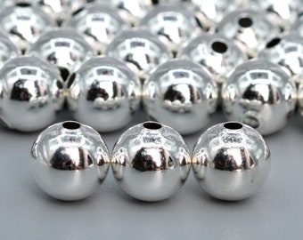 8MM Silver Tone Spacer Beads Round 50 Pcs Bulk Lot Options (60591-1750)