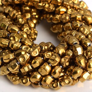 6x4MM Gold Hämatit Perlen Schädel Klasse AAA Natürlicher Edelstein Halbstrang lose Perlen 7,5 &quot;BULK LOT 1,3,5,10 und 50 (104846h-1313)