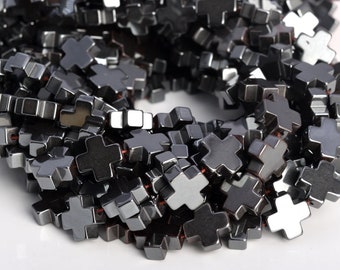 10 MM svarta hematitpärlor korsgrad AAA äkta naturlig ädelsten halvsträng lösa pärlor 7,5" BULKPARTI 1, 3, 5, 10 och 50 (104791h-1310)