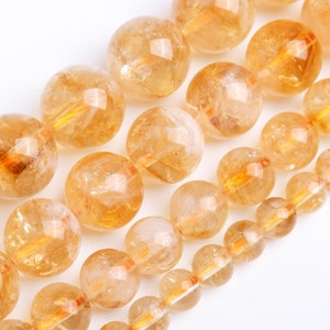 Citrine Beads Yellow Cloudy Grade AB Genuine Natural Gemstone Round Loose Beads 6MM 8MM 10MM 12MM Bulk Lot Options