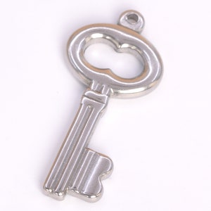 40x19MM Key Charm Double Side Stainless Steel Charm 2 Pcs Bulk Lot Options (61519-2101)