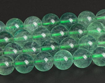 Cuentas de fluorita verde grado AAA, gema natural auténtica, cuentas redondas sueltas de 6 mm, 8 mm, 10 mm y 12 mm. Opciones de lotes a granel.