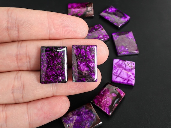 Grade AAAA Rare Natural Sugilite Pendant Black Purple Rectangle One of a Kind Gemstone