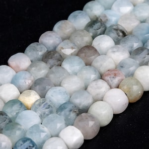 5x5MM Multicolor Aquamarine Beads Faceted Cube Genuine Natural Gemstone Full Strand Loose Beads 15.5&quot; (116883-2892)