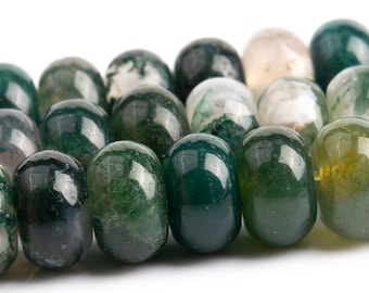 Botanical Moss Agate Beads Grade AAA Genuine Natural Gemstone Rondelle Loose Beads 6MM 8MM Bulk Lot Options