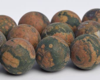 15 MM Matte Regenwald Rhyolith Perlen Klasse AAA Echter Natürlicher Edelstein Runde Lose Perlen 15,5 "/ 7,5 "/ 4"Bulk Lot Optionen (103577)