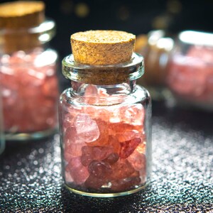 2 Pcs 35x22MM Glass Wishing Bottle Genuine Natural Pink Strawberry Quartz Chips Healing Gemstone Beads Bulk Lot Options (114363-3791)