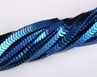 3x2MM Blue Hematite Beads Arrow Grade AAA Natural Gemstone Full Strand Loose Beads 15.5" BULK LOT 1,3,5,10 and 50 (104825-1301)
