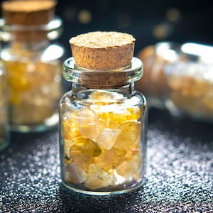 2Pcs 35x22MM Glass Wishing Bottle Genuine Natural Honey Yellow Gold Rutile Quartz Chips Healing Gemstone Beads Bulk Lot Options(114367-3792)