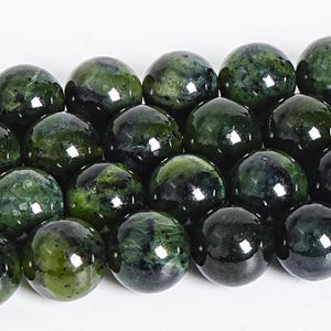 Deep Green Jade Beads Genuine Natural Grade AA Gemstone Round Loose Beads 6MM 8MM 10MM Bulk Lot Options