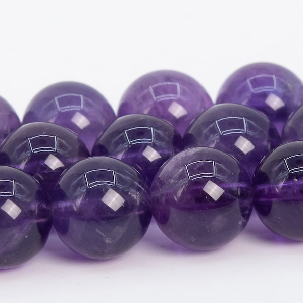 Perles d'améthyste violettes, véritables pierres précieuses AAA de qualité naturelle, perles rondes en vrac 4 MM 6 MM 8 MM 10 MM 12 MM Options de lot en gros