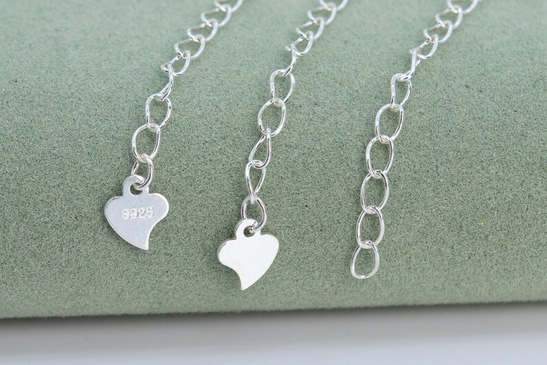 64790-2173 2.5MM Sterling Silver Chain Extender 3.9 10CM Heart End 2 Chains Solid Silver Bulk Lot Options