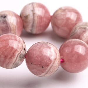 9–10 mm argentinische Rhodochrosit-Perlen, grau-rosa Armband, Güteklasse A+, echter natürlicher runder Edelstein, 17,8 cm (123409h-1454)