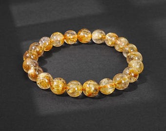 4/5/9 mm Armband aus honiggoldenem Vollrutilquarz | Hochwertiges Naturkristall-Schmuckstück – Geschenk für Damen und Herren
