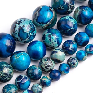 Deep Blue Sea Sediment Imperial Jasper Beads Grade AAA Gemstone Round Loose Beads 4MM 6MM 8MM 10MM Bulk Lot Options