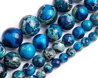 Deep Blue Sea Sediment Imperial Jasper Beads Grade AAA Gemstone Round Loose Beads 4MM 6MM 8MM 10MM Bulk Lot Options