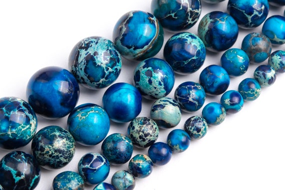 Deep Blue Sea Sediment Imperial Jasper Beads Grade AAA Gemstone Round Loose Beads 4MM 6MM 8MM 10MM Bulk Lot Options