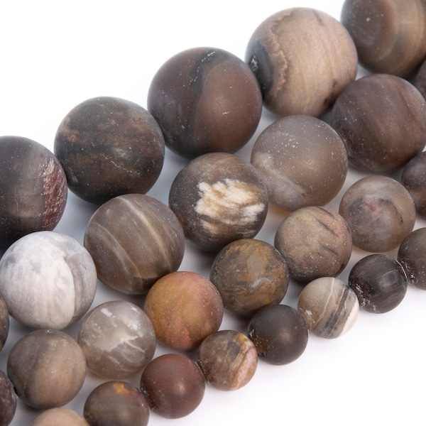 Matte Brown Petrified Wood Jasper Beads Grade AAA Genuine Natural Gemstone Round Loose Beads 6MM 8MM 10MM 12MM Bulk Lot Options