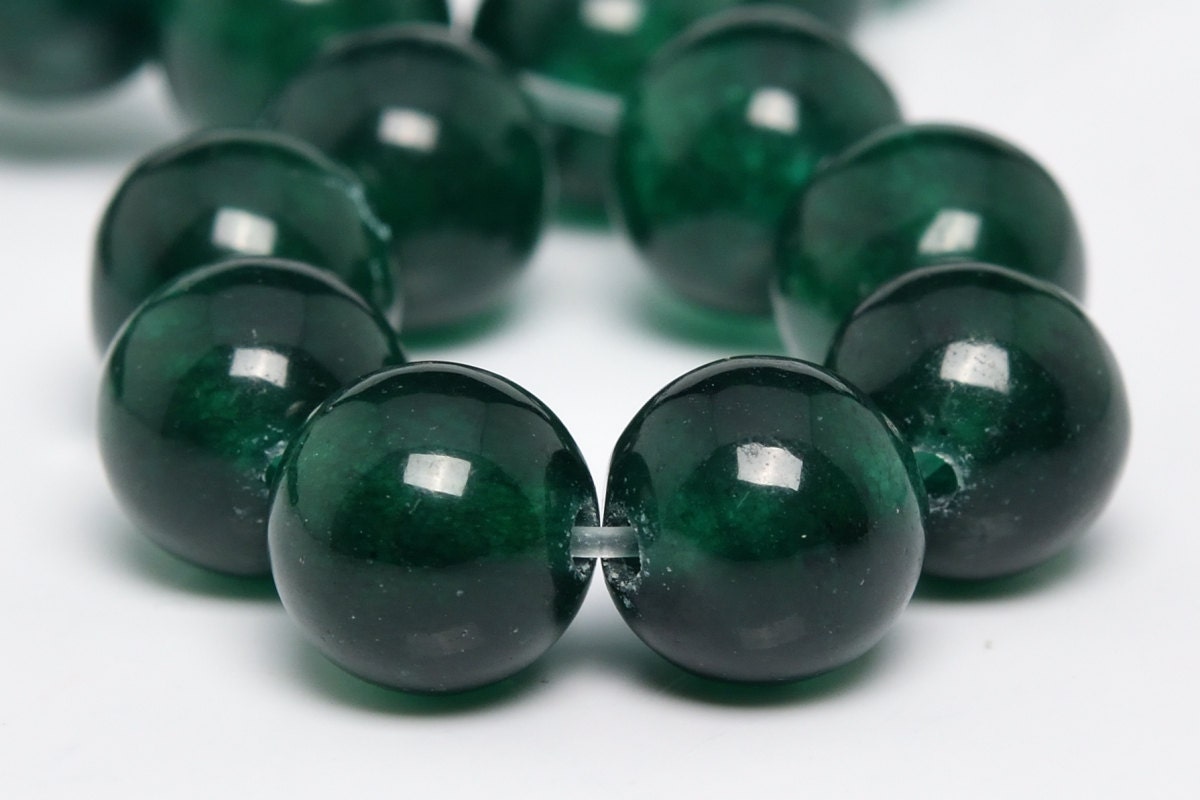 8MM Dark Green Jade Beads Grade AAA Natural Gemstone Half Etsy