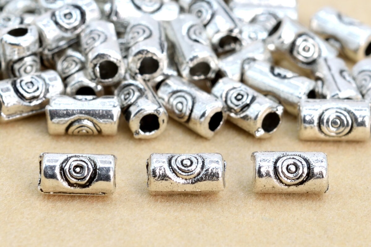 50 pcs 5x3mm Round Tube Spacer Beads Antique Silver Tone 62702-2295