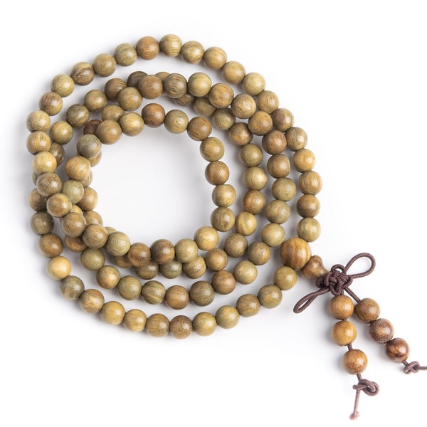 6MM Fragrant Green Sandalwood Mala Beads 108 Pcs Natural Wood Round Beads 26" BULK LOT 1,3,5,10 and 50 (80016-590)