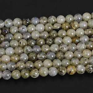 Perline di labradorite grigio chiaro di grado A, pietre preziose naturali autentiche, perline rotonde sciolte da 4 mm, 6 mm, 8 mm, 10 mm, 12 mm, opzioni di lotto all'ingrosso