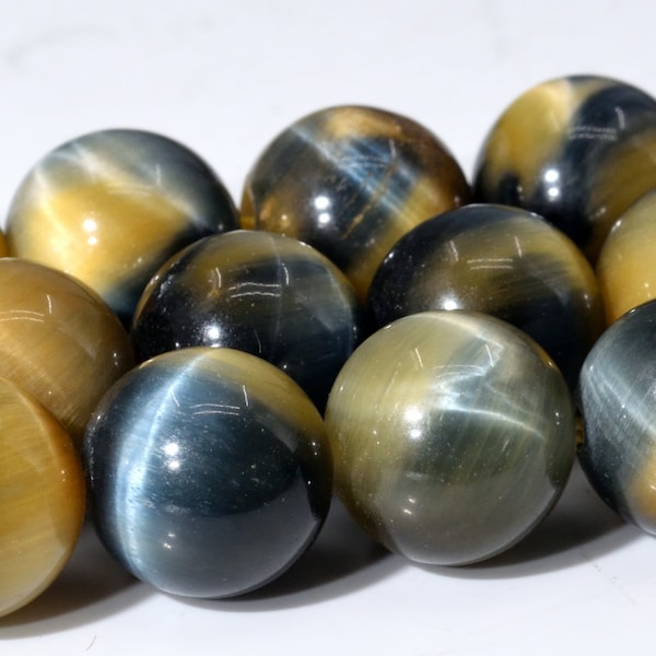 Golden Blue Tiger Eye Beads Grade AA Gemstone Round Loose Beads 4MM 6MM 8MM 10MM 12MM Bulk Lot Options