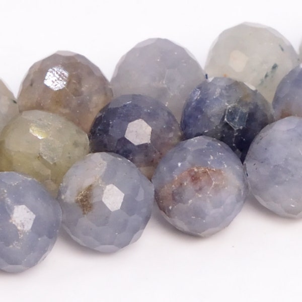 9MM Light Color Iolite Beads Grade A Genuine Natural Gemstone Micro Faceted Round Loose Beads 15.5" / 7.5" Bulk Lot Options (109072)