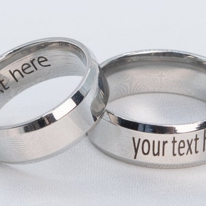 8MM Width Personalized Ring Titanium Steel Laser Engraved Custom Ring (65250)