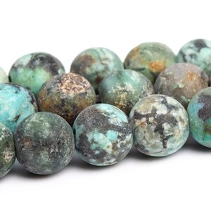 Matte African Turquoise Beads Grade AAA Genuine Natural Gemstone Round Loose Beads 4MM 6MM 8MM 10MM Bulk Lot Options image 2