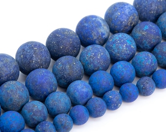 Cuentas de lapislázuli azul oscuro mate, piedras preciosas de grado A, redondas y sueltas, de 4 mm, 6 mm, 8 mm, 10 mm y 15 mm. Opciones de lotes al por mayor.