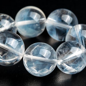 11MM Blue Needle Clear Crystal Quartz Beads Bracelet Grade AA Genuine Natural Round Gemstone 7.5&quot; (122849h-1394)