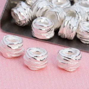 6x4MM Sterling Silver Spacer Beads Tube 5 Pcs Solid Silver  (64022-2135)