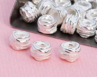 6x4MM Sterling Silver Spacer Beads Tube 5 Pcs Solid Silver  (64022-2135)