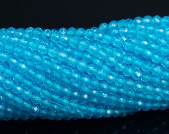 2MM Seeblaue Kristallquarzperlen Grade AAA Naturedelstein Vollstrang facettierte runde lose Perlen 15" Bulk Lot Optionen (110603-3197)