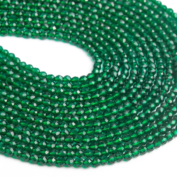 3MM Forest Green Quartz Beads Grade AAA Full Strand Faceted Round Loose Beads 14.5" Bulk Lot Options (110653-3210)