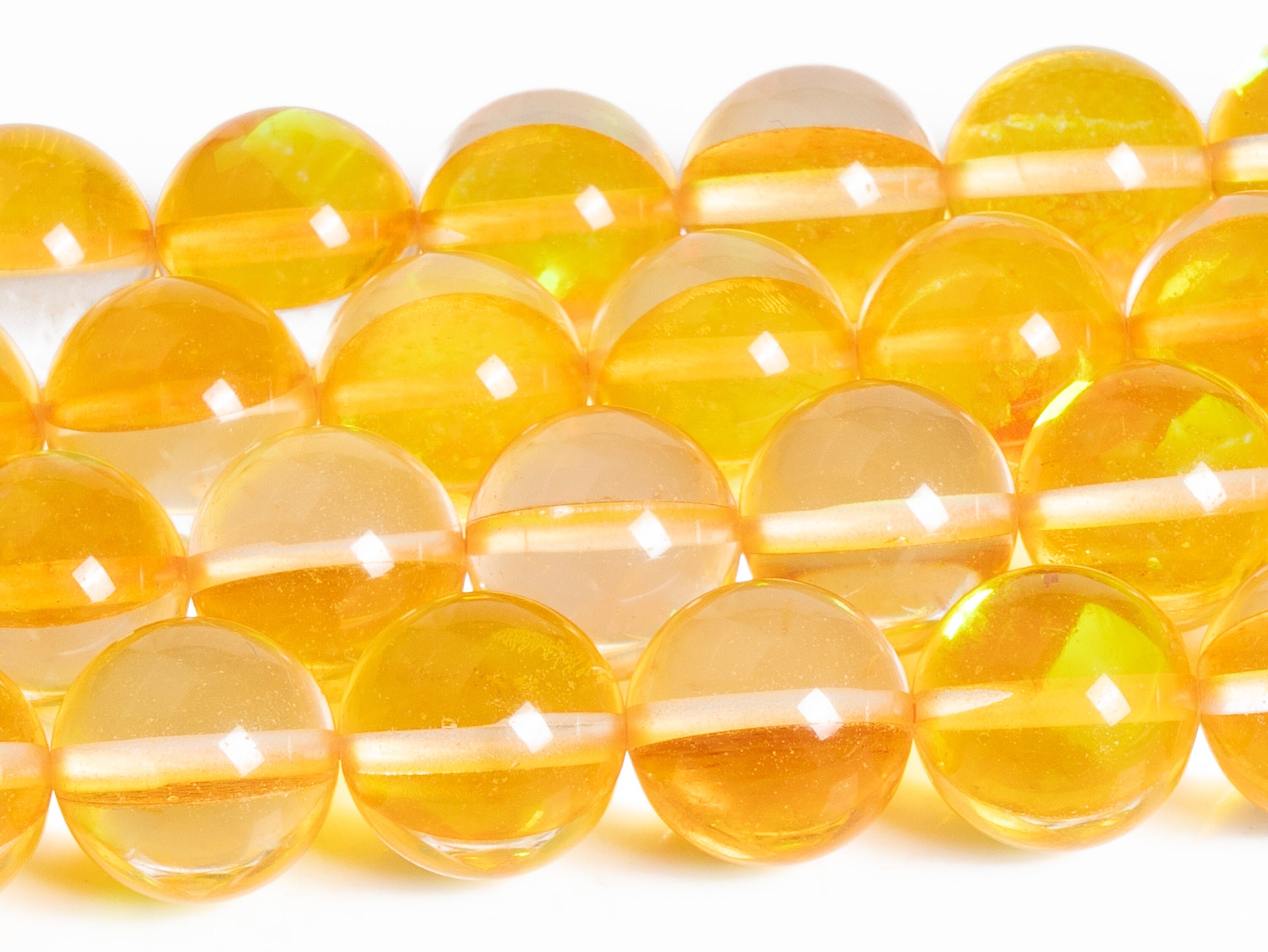 Yellow Mystic Aura Quartz Beads Round Loose Beads 6MM 8MM 10MM 12MM Bulk Lot Options