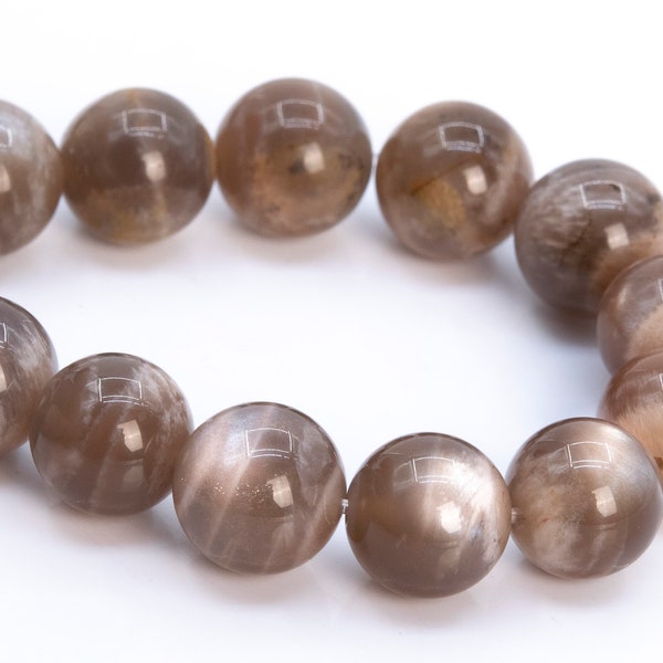 9-10MM Moonstone Beads Grade A Genuine Natural Deep Gray Brown Gemstone Half Strand Round Loose Beads 8" Bulk Lot Options (116421h-1779)
