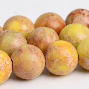 8MM Mustard Yellow Sea Sediment Imperial Jasper Beads Grade AAA Natural Gemstone Round Loose Beads 15&quot; BULK LOT 1,3,5,10 and 50 (102768-603)