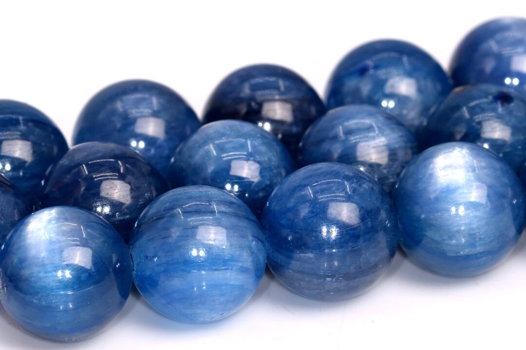 Natural Blue Kyanite Round Beads – 4mm To 10mm Sizes, Smooth Gemstone For Jewelry Making