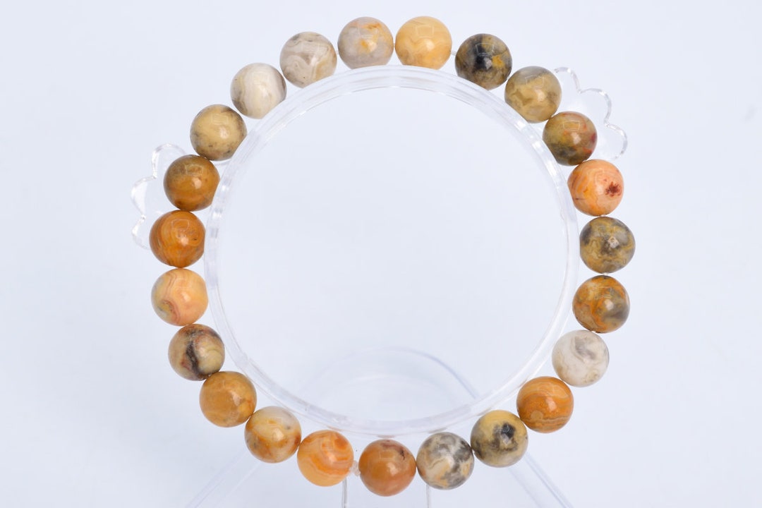 8 MM オレンジ クリーム クレイジー レース アゲート ビーズ