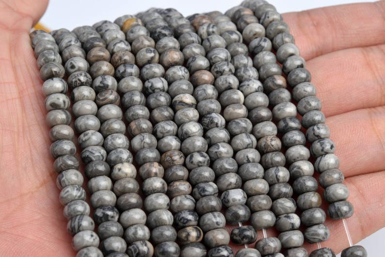 Gray Crazy Lace Jasper Beads Grade AAA Genuine Natural Gemstone Rondelle Loose Beads 6-7MMx4MM 8x5MM Bulk Lot Options