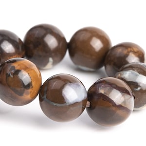 ONLY ONE 9MM Boulder Opal Beads Rainbow Flashes Brown Bracelet Grade AAA Genuine Natural Round Gemstone 6.5&quot; (120529h-3476)