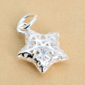 15x12MM Sterling Silver Hollow Star Charm Solid Silver  (62157-2114)