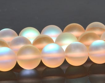 Matte Orange Mystic Aura Quartz Beads Round Loose Beads 6MM 8MM 10MM 12MM Bulk Lot Options