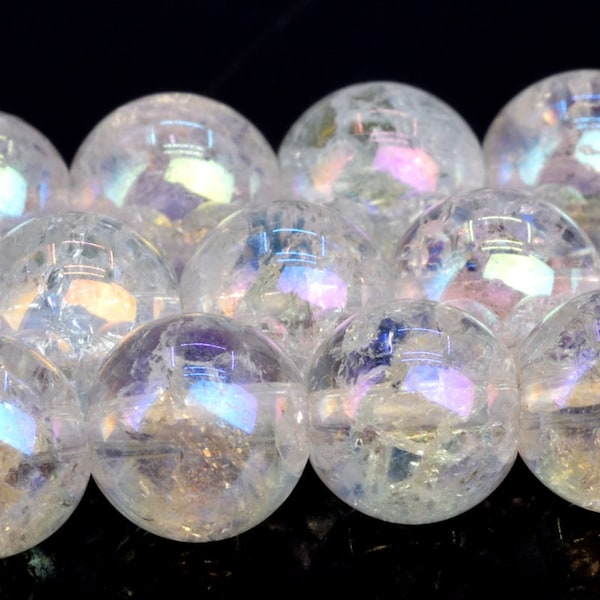 Rainbow Clear Crystal Quartz Crack Pattern Beads Grade AAA Gemstone Round Loose Beads 6MM 8MM 10MM Bulk Lot Options